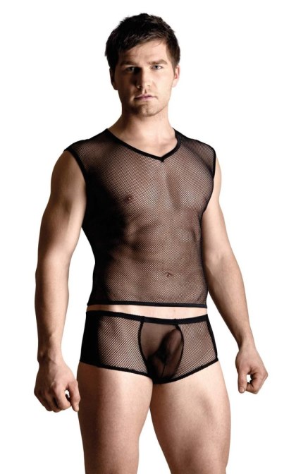 Softline - Kompleyt - Net set - shirt and thong - black XL