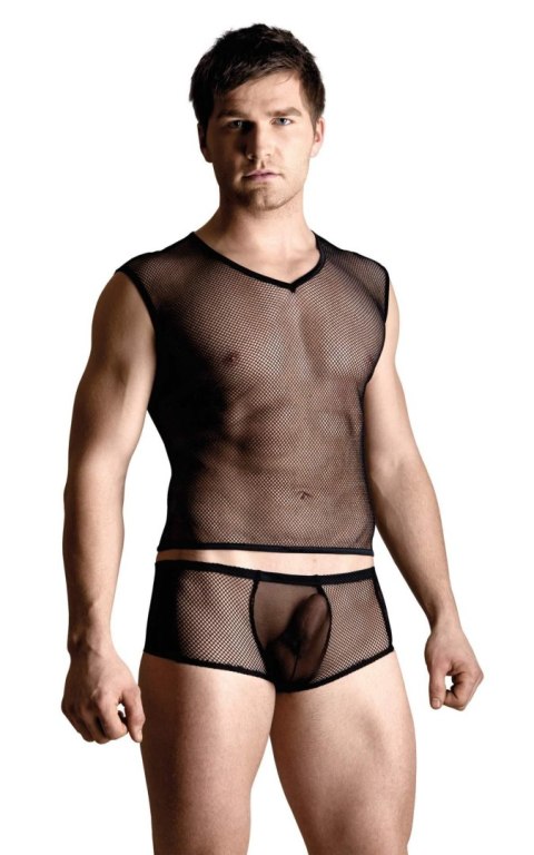 Softline - Kompleyt - Net set - shirt and thong - black XL Softline - Kompleyt - Net set - shirt and thong - black XL