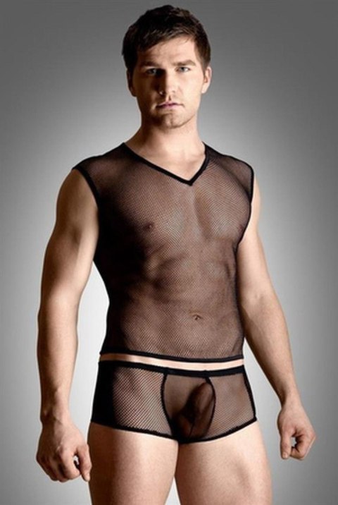 Softline - Komplet - Net set - shirt and thong - black M/L Softline - Komplet - Net set - shirt and thong - black M/L