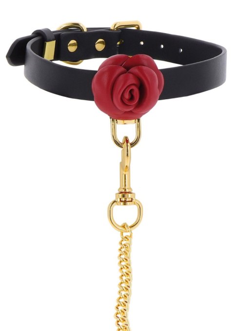 Obroża ze smyczą - Róża - Wild Roses Collar & Leash Black Obroża ze smyczą - Róża - Wild Roses Collar & Leash Black