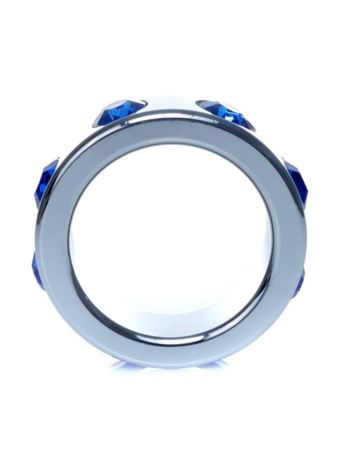 Pierścień - Metal Cock Ring with Dark Blue Diamonds Small Pierścień - Metal Cock Ring with Dark Blue Diamonds Small