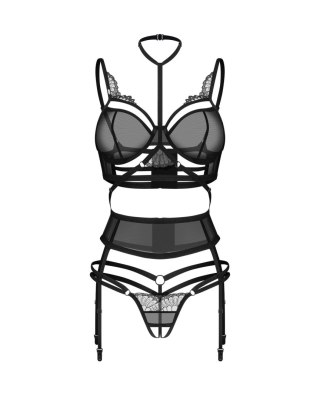 Obsessive - Premisis Black otwarty komplet 3-częściowy L/XL