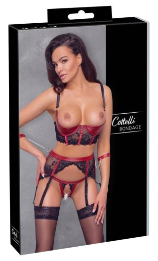Cottelli - Komplet z wiązaniem - Shelf Bra Set black/red M