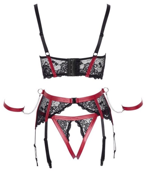 Cottelli - Komplet z wiązaniem - Shelf Bra Set black/red M Cottelli - Komplet z wiązaniem - Shelf Bra Set black/red M