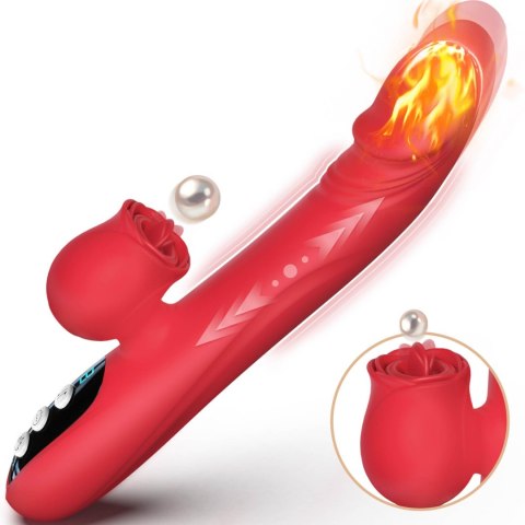 Silicone Vibrator 7 Powerful Modes - Licking, 7 ThrustingHeating, Red Silicone Vibrator 7 Powerful Modes - Licking, 7 ThrustingHeating, Red