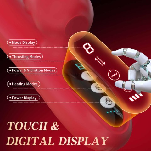 Silicone Vibrator 7 Powerful Modes - Licking, 7 ThrustingHeating, Red Silicone Vibrator 7 Powerful Modes - Licking, 7 ThrustingHeating, Red