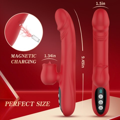 Silicone Vibrator 7 Powerful Modes - Licking, 7 ThrustingHeating, Red Silicone Vibrator 7 Powerful Modes - Licking, 7 ThrustingHeating, Red