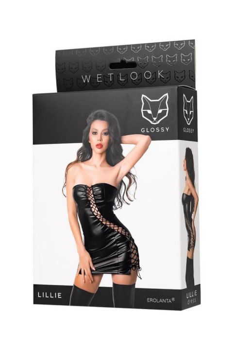 Glosy - Wetlook sukienka Lillie - black XL Glosy - Wetlook sukienka Lillie - black XL