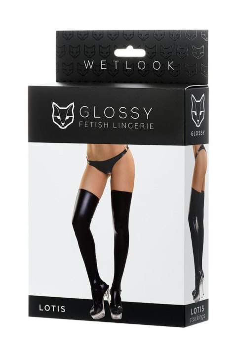 Pończochy - Glossy Shiny Wetlook stockings LOTIS - black M Pończochy - Glossy Shiny Wetlook stockings LOTIS - black M