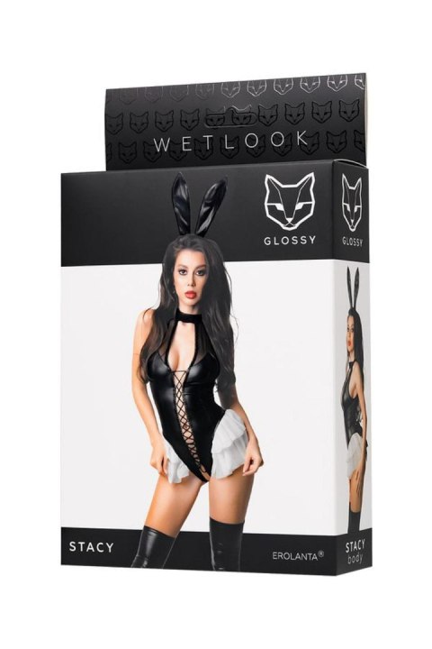 Glossy - Wetlook kostium króliczka Stacy - black XL Glossy - Wetlook kostium króliczka Stacy - black XL