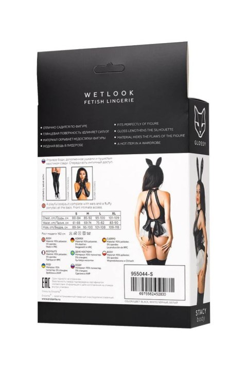 Glossy - Wetlook kostium króliczka Stacy - black XL Glossy - Wetlook kostium króliczka Stacy - black XL