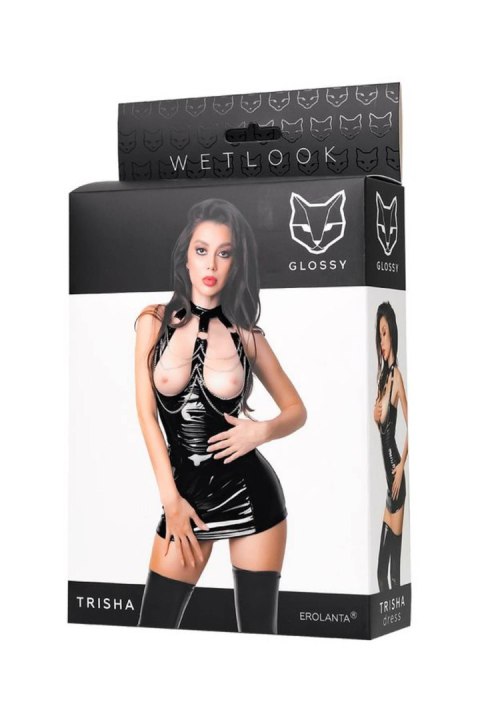 Glossy - Wetlook sukienka Trisha - black XL Glossy - Wetlook sukienka Trisha - black XL