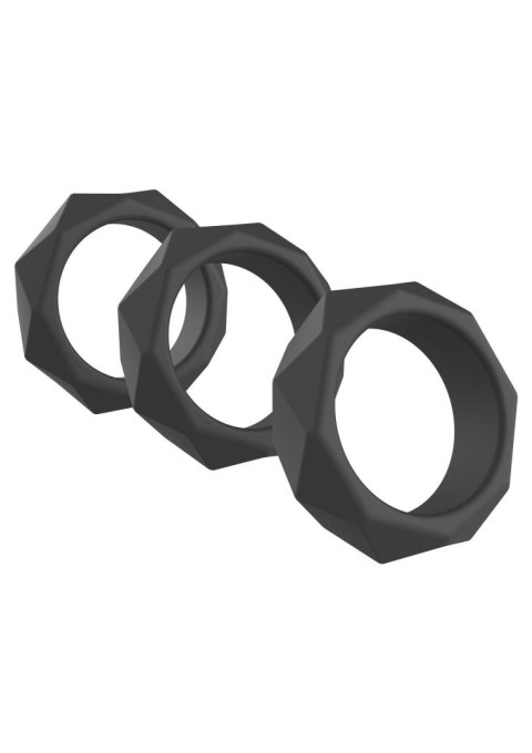 Zestaw 3 pierścieni erekcyjnych - Heavy C-Ring Set Black Zestaw 3 pierścieni erekcyjnych - Heavy C-Ring Set Black