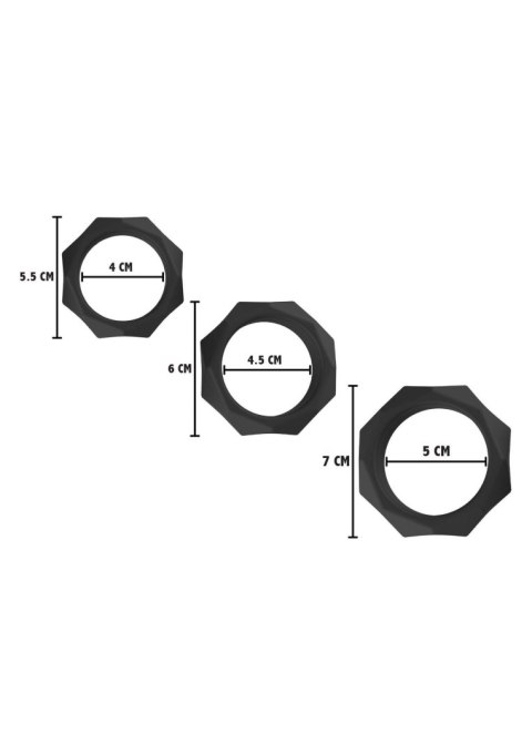 Zestaw 3 pierścieni erekcyjnych - Heavy C-Ring Set Black Zestaw 3 pierścieni erekcyjnych - Heavy C-Ring Set Black