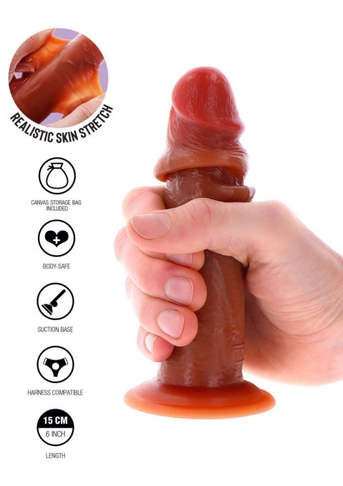 Dildo - Silicone Foreskin Dong 15 cm Caramel skin tone Dildo - Silicone Foreskin Dong 15 cm Caramel skin tone