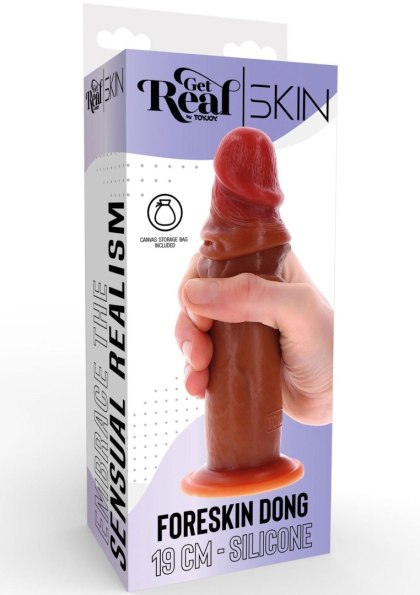 Dildo - Silicone Foreskin Dong 19 cm Caramel skin tone