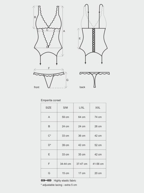 Obsessive - Gorset - Emperita gorset i stringi S/M Obsessive - Gorset - Emperita gorset i stringi S/M