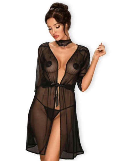 Obsessive - Szlafrok - Lucita peniuar czarny S/M
