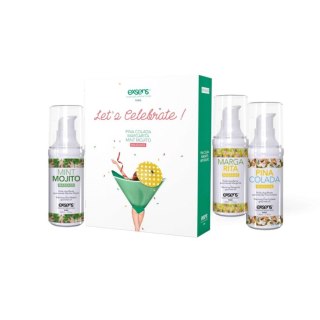 Exsens - Zestaw 3 rozgrzewających olejków do masażu - LET'S CELEBRATE! (Mint Mojito, Margarita, Pina Colada) 3 x 30ml
