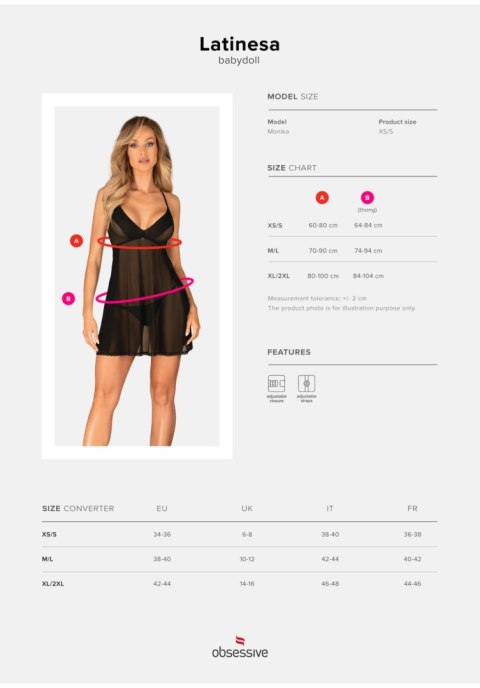 Obsessive - Babydoll - Latinesa babydoll i stringi XL/2XL Obsessive - Babydoll - Latinesa babydoll i stringi XL/2XL