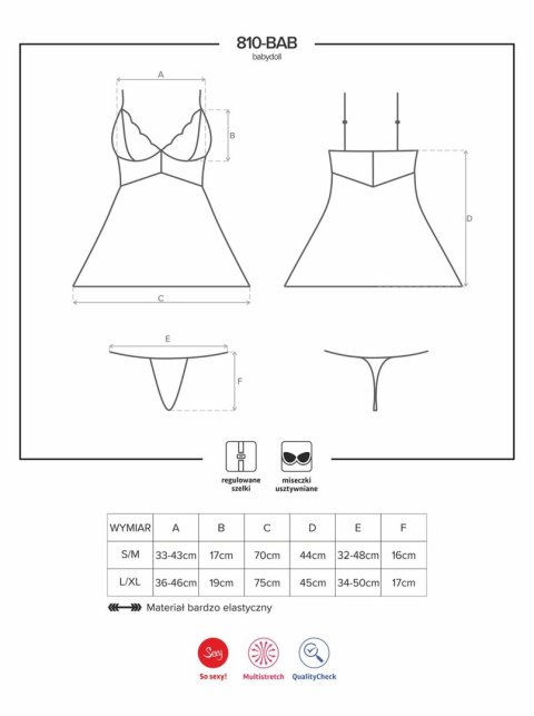Obsessive - Babydoll - 810-BAB-2 babydoll i stringi biała S/M Obsessive - Babydoll - 810-BAB-2 babydoll i stringi biała S/M