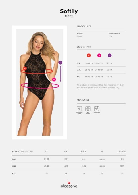 Obsessive - Body - Softily body czarne S/M Obsessive - Body - Softily body czarne S/M