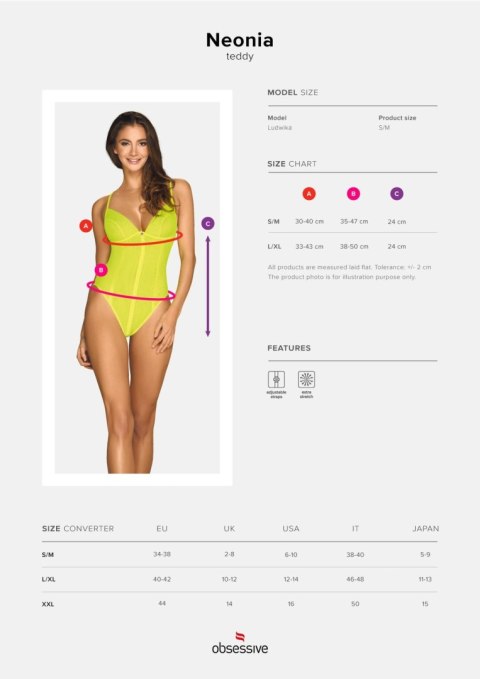 Obsessive - Body - Neonia body żółty S/M Obsessive - Body - Neonia body żółty S/M