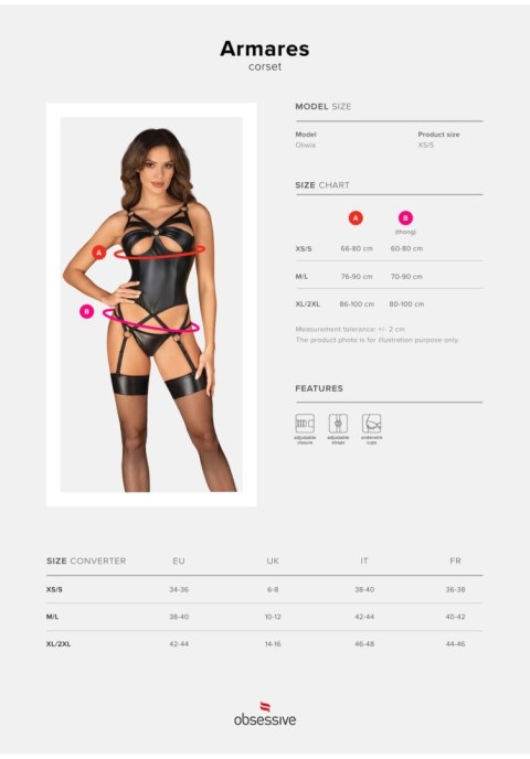 Obsessive - Gorset - Armares gorset i stringi XL/2XL Obsessive - Gorset - Armares gorset i stringi XL/2XL