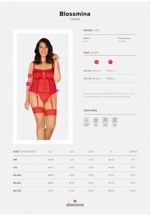 Obsessive - Gorset - Blossmina gorset i stringi 4XL/5XL Obsessive - Gorset - Blossmina gorset i stringi 4XL/5XL