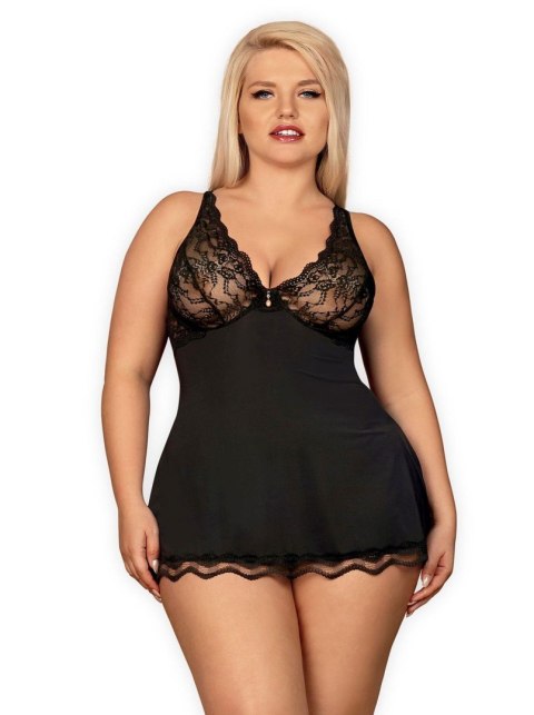 Obsessive - Babydoll - Luvae babydoll i stringi czarne XXL Obsessive - Babydoll - Luvae babydoll i stringi czarne XXL