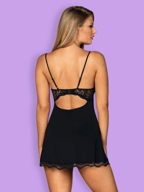 Obsessive - Babydoll - Luvae babydoll i stringi czarne XXL Obsessive - Babydoll - Luvae babydoll i stringi czarne XXL