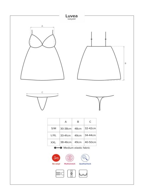 Obsessive - Babydoll - Luvae babydoll i stringi czarne XXL Obsessive - Babydoll - Luvae babydoll i stringi czarne XXL