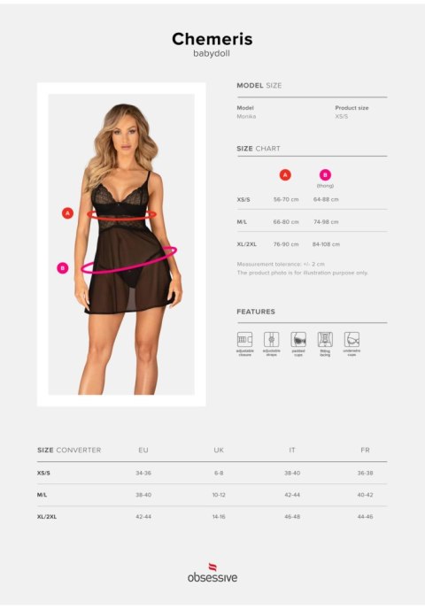 Obsessive - Babydoll - Chemeris babydoll i stringi XS/S Obsessive - Babydoll - Chemeris babydoll i stringi XS/S