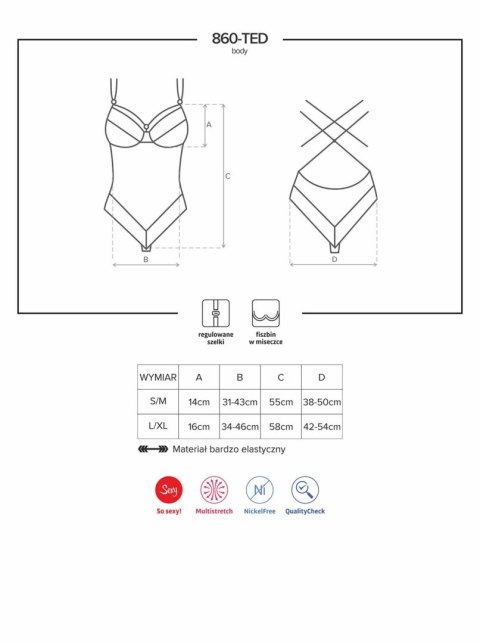 Obsessive - Body - 860-TED-1 body czarne L/XL Obsessive - Body - 860-TED-1 body czarne L/XL
