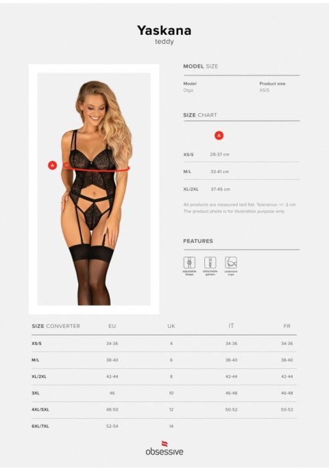 Obsessive - Body - Yaskana body czarne XL/XXL Obsessive - Body - Yaskana body czarne XL/XXL