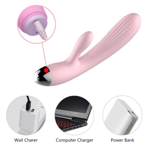 Wibrator- B - Series, Silicone Vibrator Pink USB 10 Function / Heating Wibrator- B - Series, Silicone Vibrator Pink USB 10 Function / Heating