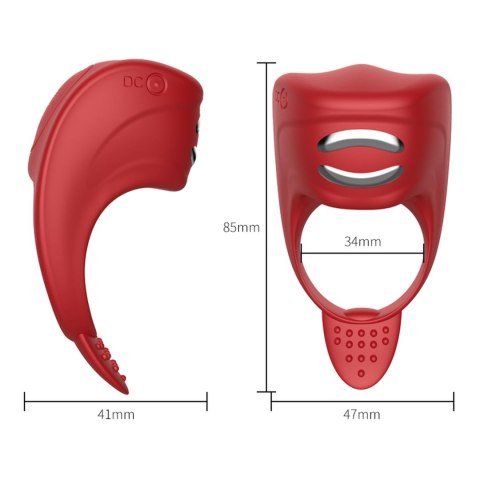 Wibrator-Silicone Ring Red USB 7 Function + Electro stim / remote control Wibrator-Silicone Ring Red USB 7 Function + Electro stim / remote control