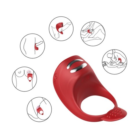Wibrator-Silicone Ring Red USB 7 Function + Electro stim / remote control Wibrator-Silicone Ring Red USB 7 Function + Electro stim / remote control