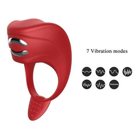 Wibrator-Silicone Ring Red USB 7 Function + Electro stim / remote control Wibrator-Silicone Ring Red USB 7 Function + Electro stim / remote control