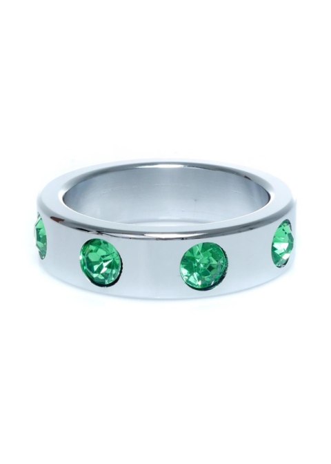Pierścień-Metal Cock Ring with Green Diamonds Large Pierścień-Metal Cock Ring with Green Diamonds Large