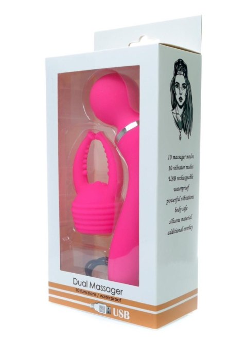 Dual Massager + overlay USB 10+10 functions Pink Dual Massager + overlay USB 10+10 functions Pink