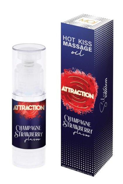 Attraction - Rozgrzewający olejek do masażu - MASSAGE OIL ATTRACTION CHAMPAGNE STRAWBERRY 50 ML