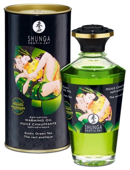Shunga - Rozgrzewający olejek do masażu - Warming Oil Exotic Green Tea