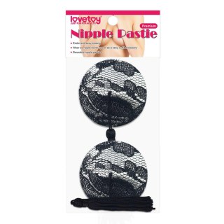 Lovetoy - Nasutniki - Reusable Black Lace Round Tassel Nipple Pasties