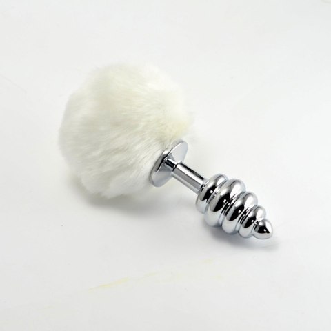 Spiral Pompon Metal Plug White Spiral Pompon Metal Plug White