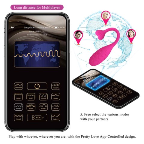 PRETTY LOVE - Fisherman Pink, 12 vibration functions Mobile APP remote control PRETTY LOVE - Fisherman Pink, 12 vibration functions Mobile APP remote control