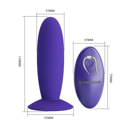 PRETTY LOVE - Remotr control vibrating plug - Youth, Wireless remote control 12 vibration functions Suction base PRETTY LOVE - Remotr control vibrating plug - Youth, Wireless remote control 12 vibration functions Suction base
