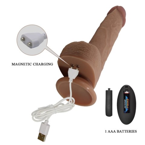 PRETTY LOVE - Tommy 8,9'' Light Brown, 3 vibration functions 3 thrusting settings Suction base Wireless remote control PRETTY LOVE - Tommy 8,9'' Light Brown, 3 vibration functions 3 thrusting settings Suction base Wireless remote control