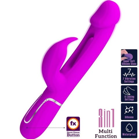 PRETTY LOVE - Kampas Rabbit 3 in 1, multifunction vibrator with tongue violet PRETTY LOVE - Kampas Rabbit 3 in 1, multifunction vibrator with tongue violet