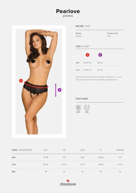Obsessive - Figi - Pearlove figi czarne XS/S Obsessive - Figi - Pearlove figi czarne XS/S
